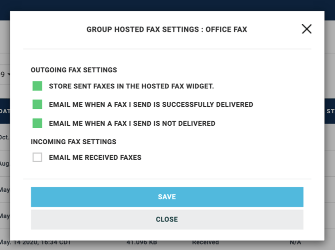 CAPGroupHostedFaxSettings