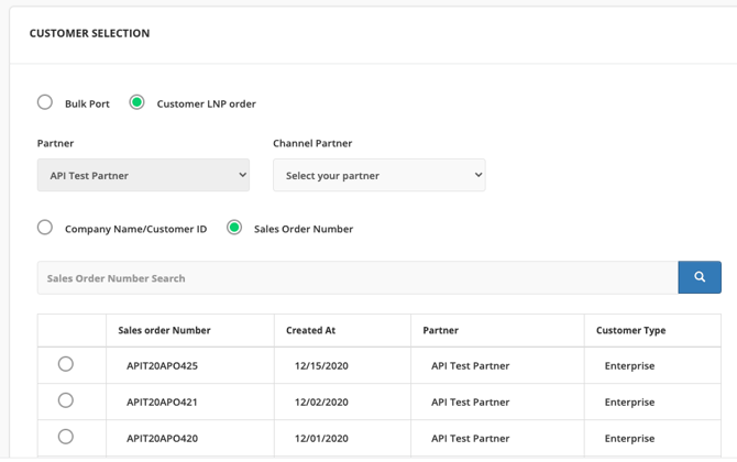 Customer LNP SO Search