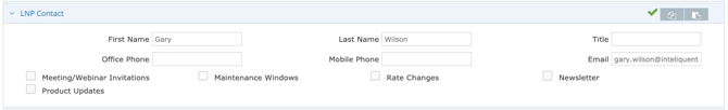 Partner Setup LNP Contact