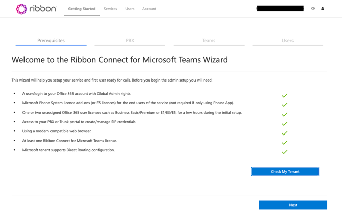 RibbonConnectInitialScreenChecks